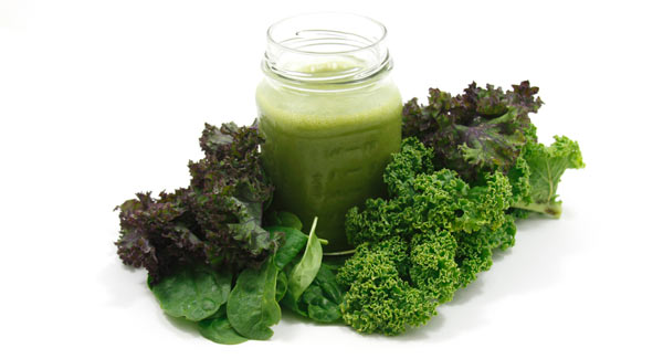 Spinach, Kale and a Glass of Green Smoothie.