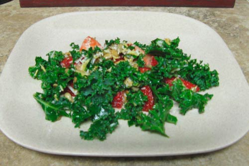 Fresh Kale Salad with Oranges and Strawberries.