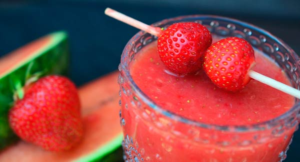 Glass of Strawberry and Watermelon Smoothie.