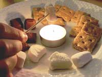 Roasting Marshmallows to Make Mini Smores.